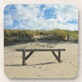 Zandduinen met houten hek bier onderzetter