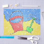 Zandemmer en schop strandmozaïek zien er schattig  tissuepapier (Craft)