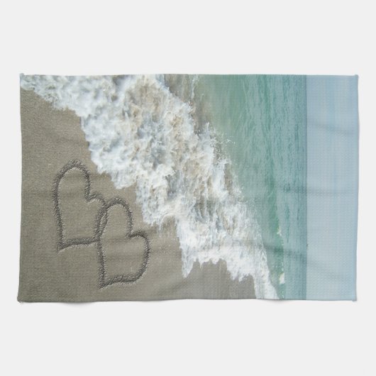 Zandharten op het strand theedoek (Horizontaal)