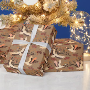 Zandheuvelkraanvogels Bomen Patroon Bruin Cadeau Cadeaupapier