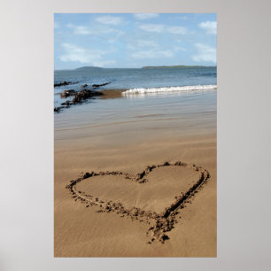 zandige liefde hart poster