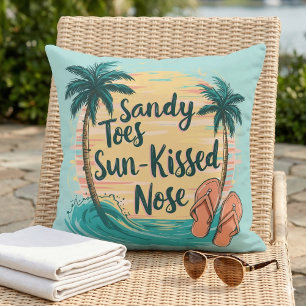 Zandige tenen door de zon gekuste neus strand esth kussen