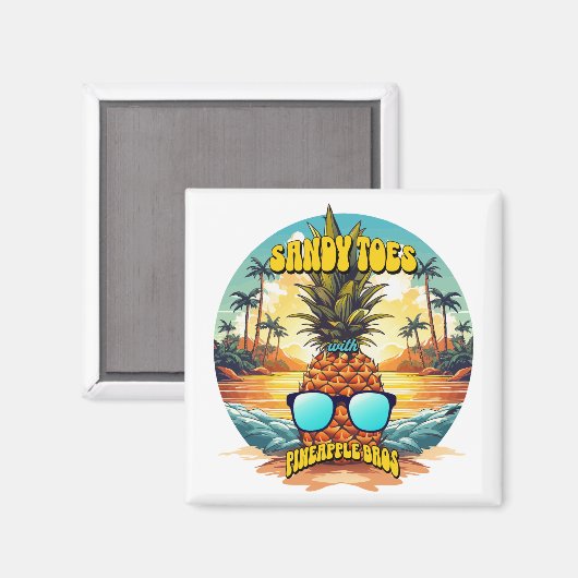 Zandige tenen met ananas bros magneet (Voorkant / Achterkant)