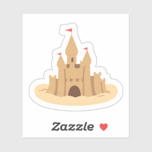 Zandkasteel   Met de hand getekende zomerse strand Sticker
