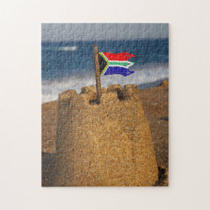 Zandkasteel met Zuid-Afrikaanse vlag, Umhlanga Legpuzzel