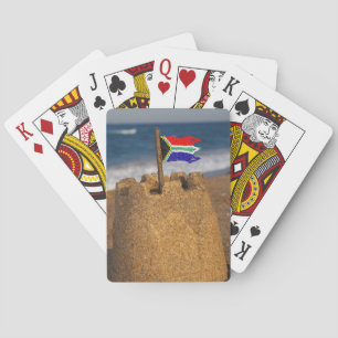 Zandkasteel Met Zuid-Afrikaanse Vlag, Umhlanga Speelkaarten