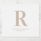 Zandkleurig huwelijksmonogram sparkling wijnetiket (Enkel label)