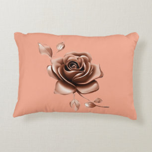 Zandkleurige beige bloem bruine roos AI-kunst Accent Kussen