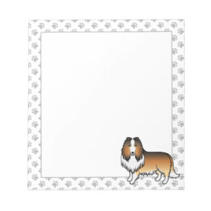 Zandkleurige Rough Collie Cute Cartoon Hond & Poot Notitieblok