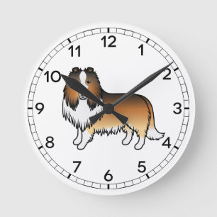 Zandkleurige Rough Collie Lieve Tekening Hond Ronde Klok