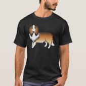 Zandkleurige Rough Collie Lieve Tekening Hond T-shirt (Voorkant)
