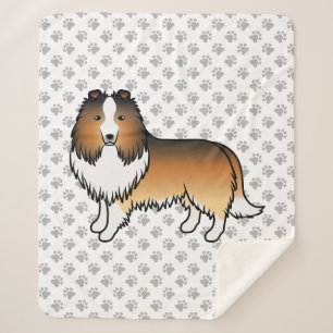 Zandkleurige Shetland Schaapshond Cartoon Hond & P Sherpa Deken