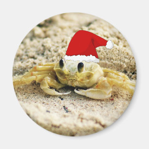 Zandkrab in Kerstmis in Santa Hat Magneet