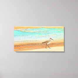 Zandloper op het strand canvas afdruk