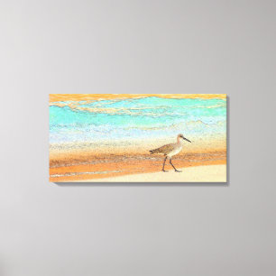 Zandloper op het strand canvas afdruk