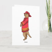 Zandmeerkat als brandweerman met helm kaart (Achterkant)