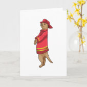 Zandmees als brandweerman met helm kaart (Gele Bloem)