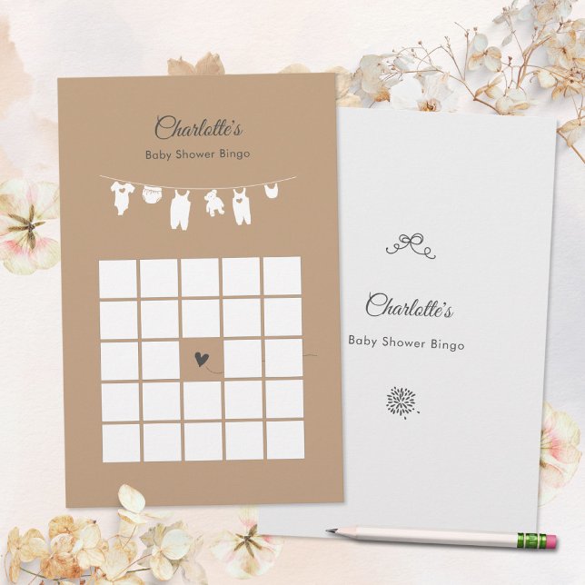 Zandminimalistisch Baby shower Bingo spel (Sand Minimalist Baby Shower Bingo Game ©Susanne Sachers - Sunny Mind 🌞)