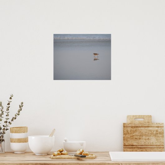 Zandpiper loopt langs het strand poster (Keuken)