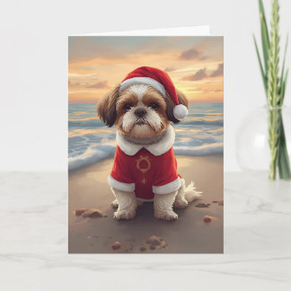 Zandpoten & Kerstsfeer – Kleine Strandkerstman Kaart
