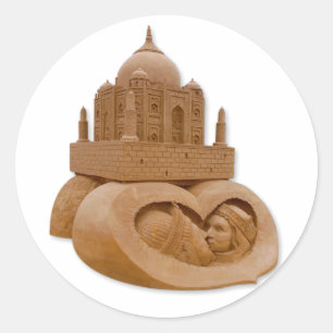 Zandsculptuur van Taj Mahal door Sudarsan Pattnaik Ronde Sticker