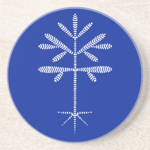 Zandsteen Onderzetter in blauw met een witte Sapli