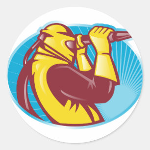 zandstraalwerker retro van zandstraalster ronde sticker