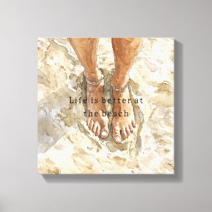 Zandstrand Blote Voeten Canvas Afdruk