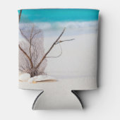 Zandstrand met witte schelpen blikjeskoeler (Voorkant)