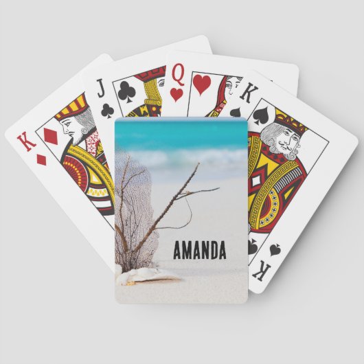 Zandstrand met witte schelpen pokerkaarten (Achterkant)