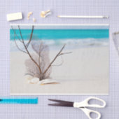 Zandstrand met witte schelpen tissuepapier (Craft)