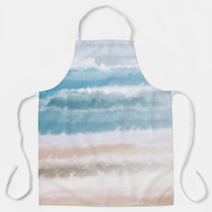 Zandstrand Oceaan Golven Abstract Waterverf Schort