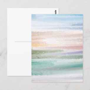 Zandstrand Oceaan Golven Zonsondergang Abstracte A Briefkaart