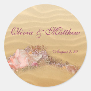Zandstrand Schelp Bruiloft Favor Labels