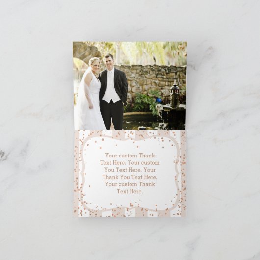 Zandstrepen & Roze Gouden Confetti Dank Je Bedankkaart (Binnen)