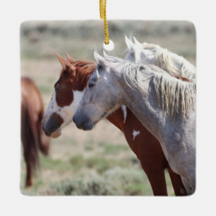 Zandwassenbekken Wilde paarden Keramisch siermeel Ornament