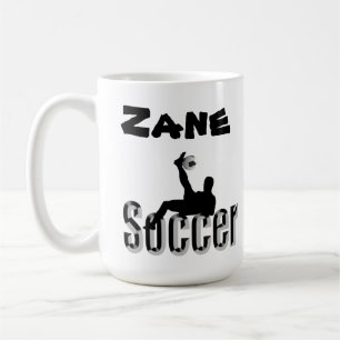 Zane-naam met ontwerp van de voetbalsport, koffie- koffiemok