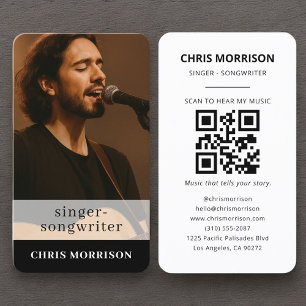 Zanger-Liedschrijver QR-code Foto Professioneel Visitekaartje