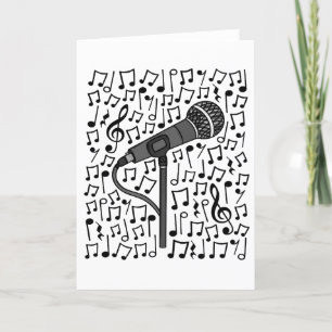 Zanger Microfoon Muzikale noten Zangleraar Feestdagen Kaart