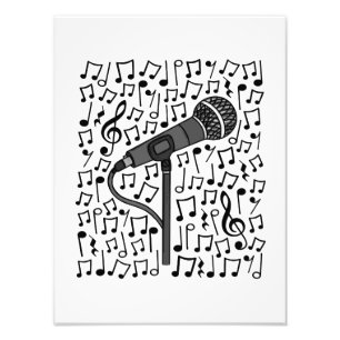 Zanger Microfoon Muzikale noten Zangleraar Foto Afdruk