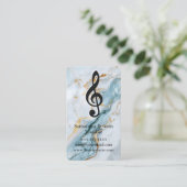 Zanger Musical Clef Logo Black White Visitekaartje (Staand voorkant)