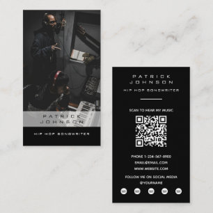 Zanger Muzikant Songwriter Foto Hip Hop QR Code Visitekaartje