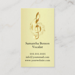 Zanger/zanger/musical Clef Logo Gold Music Visitekaartje