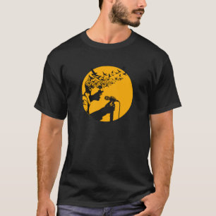 Zangeres Silhouet met vogels T-shirt