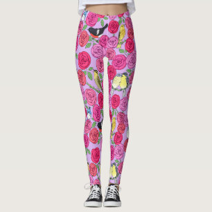 zangers en rozen op lavendel Fleece Deken Leggings
