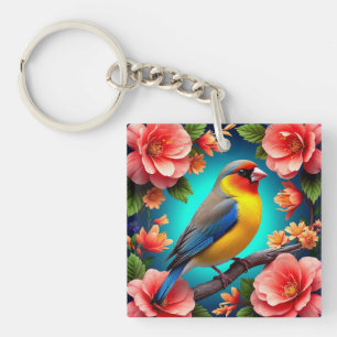 🐦 Zangvogel Bloemrijke Natuur Design Voor Tuinlie Sleutelhanger