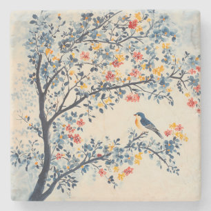 Zangvogel in een boom Chinoiserie Stenen Onderzetter