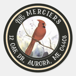 Zangvogel Metallic Goud Zwart Retouradres Ronde Sticker