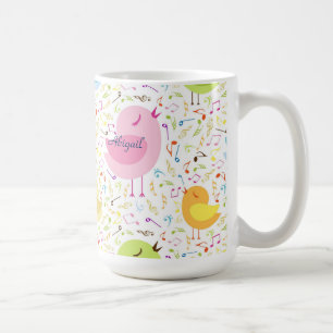Zangvogels met Muzikale Notities Gepersonaliseerde Koffiemok