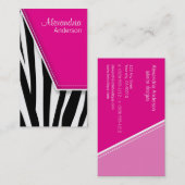 Zany Hip Zebra Cartes de visite imprimés (fuschia) (Devant / Derrière)
